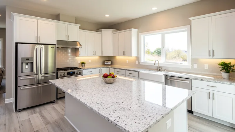 Granite countertop installation in a newer home kitchen in Huxley, IA